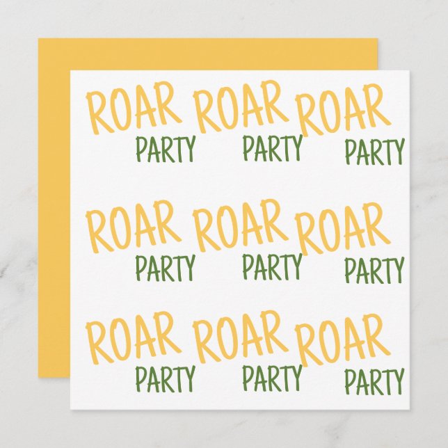 Reserve A Data Aniversário de Animais da Festa Roar (Frente/Verso)
