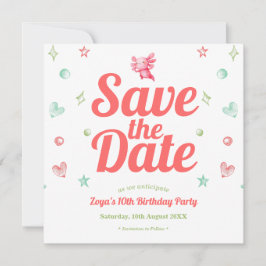 Reserve A Data Aniversário de Aquarela Axolotl rosa