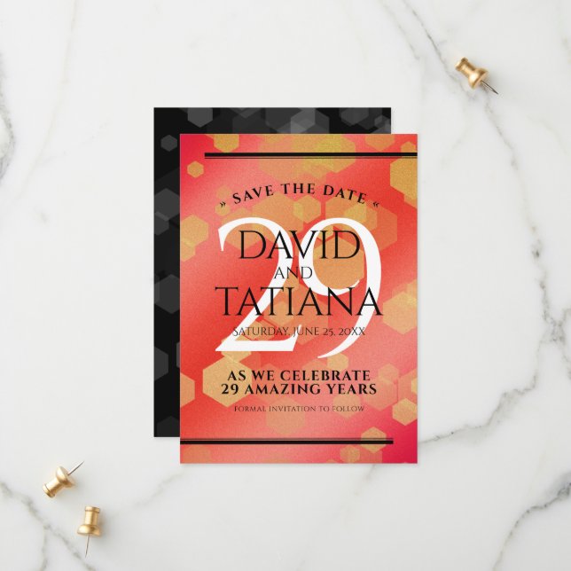 Reserve A Data Aniversário de Casamento da Elegante 29 Garnet (Frente/Verso In Situ)