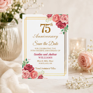 Reserve A Data Aniversário de Casamento de 75 Anos Moldura Dourad