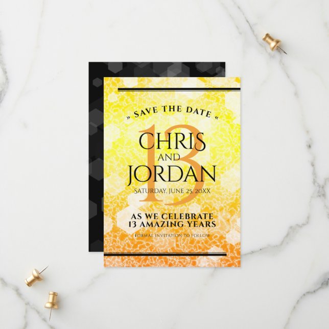 Reserve A Data Aniversário de Casamento de Citrina de 13 Elegante (Frente/Verso In Situ)