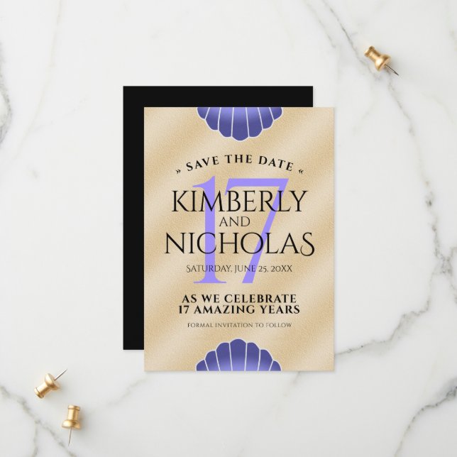 Reserve A Data Aniversário de Casamento do Elegant 17th Shells (Frente/Verso In Situ)