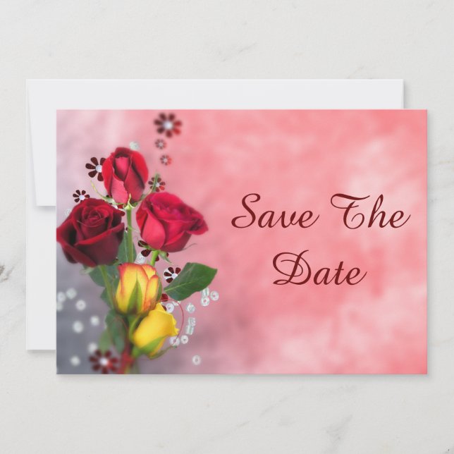 Reserve A Data Aniversário de Chic Red & Yellow Roses (Frente)
