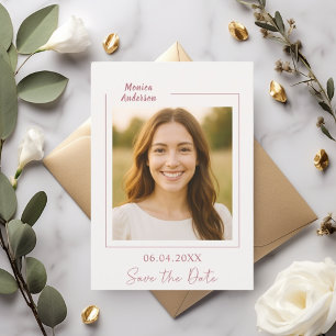 Reserve A Data Aniversário de foto em ouro rosa marfim