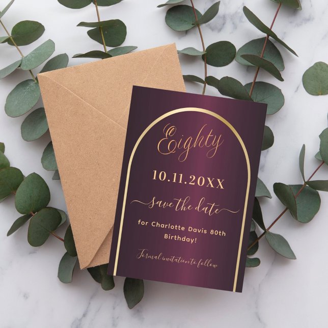 Reserve A Data Aniversário do Burgundy Gold Arch (Criador carregado)