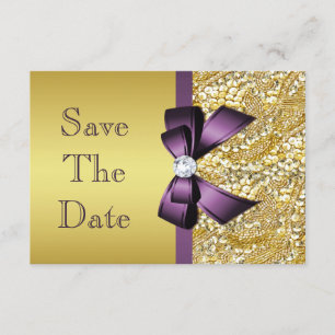 Reserve A Data Aniversário Guardar A Data Dourada Faux Sequin Pur