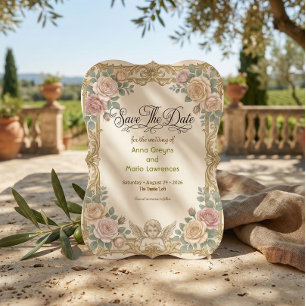 Reserve A Data Anjo Barroco Rococó em Folha Dourada Falsa