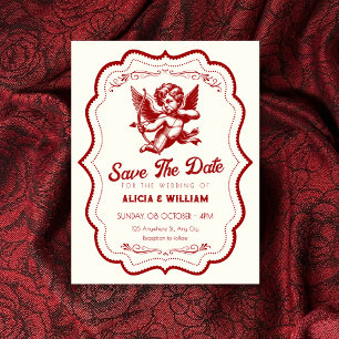 Reserve A Data Anjo cupido vermelho casamento