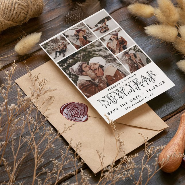 Reserve A Data Ano Novo, Novas Aventuras Colagem de Fotos Moderna (Criador carregado)