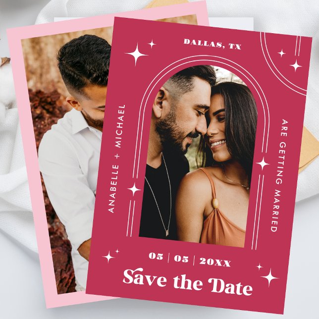 Reserve A Data Anos setenta Retro Arch Boho Viva Magenta 2 Foto 7 (Criador carregado)