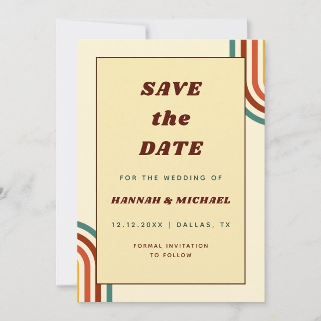 Reserve A Data Anos setenta Retro Arco-Íris 1970 Amarelo (Frente)