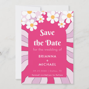 Reserve A Data Anos setenta Retro Hippie Pink Arch Daisy Groovy 7