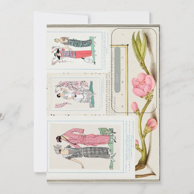 Reserve A Data Antigos Pratos de Moda Franceses e Calendário de A (Frente)