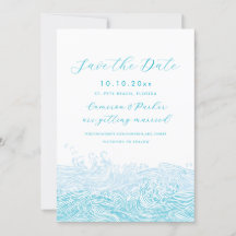 Aqua Blue Ocean Waves Beach Casamento Salve A Data