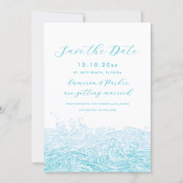 Reserve A Data Aqua Blue Ocean Waves Beach Casamento Salve A Data