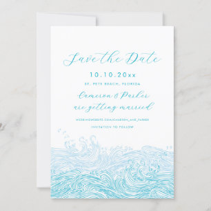 Reserve A Data Aqua Blue Ocean Waves Beach Casamento Salve A Data