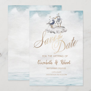 Reserve A Data Aquarela Aquarela Gaivotas Praia Salvar Data