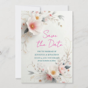Reserve A Data Aquarela Aquarell Floral Script Salve A Data