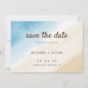Reserve A Data Aquarela Azul Água No Mar Casamento