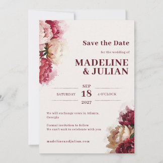 Reserve A Data Aquarela Blooms | Casamento Romântico de Peônia