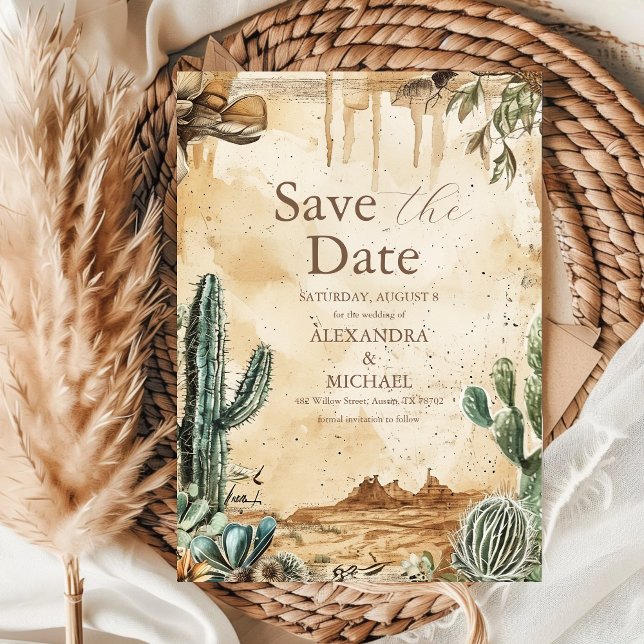 Reserve A Data Aquarela Boho Ocidental  (Criador carregado)