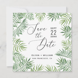 Reserve A Data Aquarela de vegetação tropical. Folhagem casamento