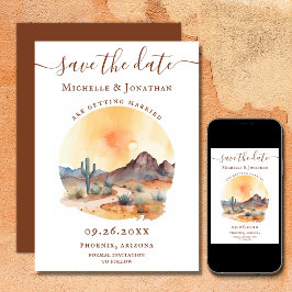 Reserve A Data Aquarela Deserto Sudoeste e Casamento de Cactus