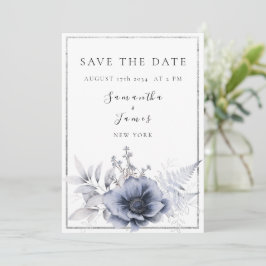 Reserve A Data Aquarela Dusty Blue Bohemian Floral