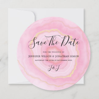 Reserve A Data Aquarela Esmaecida Elegante, Dourada, Gelado Rosa