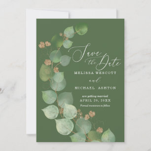 Reserve A Data Aquarela Eucalyptus Greenery Dourado Ênfase Moder