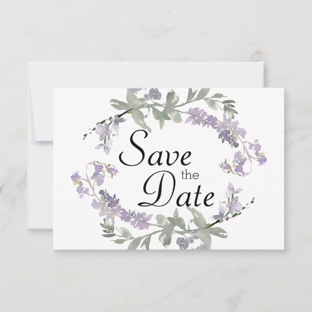 Reserve A Data Aquarela Flores Silvestres Lavanda (Frente)