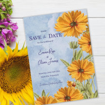 Aquarela Girassol Boho Casamento Salve a Data