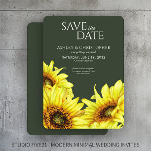 Reserve A Data Aquarela Girassol Chá de casamento Verde