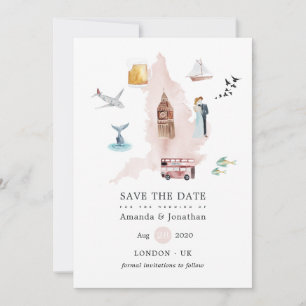 Reserve A Data Aquarela Inglaterra Reino Unido Casamento