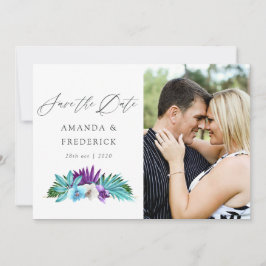 Reserve A Data Aquarela Orquídeas Tropicais Casamento Geométrico