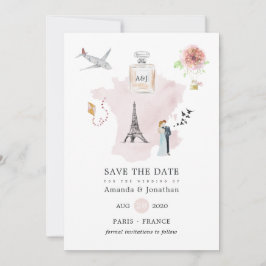 Reserve A Data Aquarela Paris Pensava Monograma de Casamento