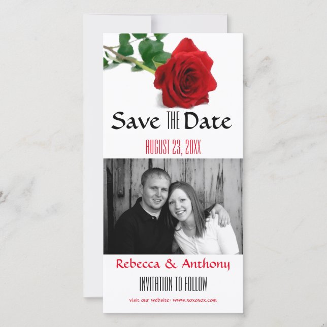 Reserve A Data Aquarela Rosa Vermelha - Salvar Data de Foto Posta (Frente)