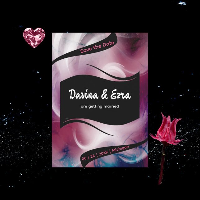 Reserve A Data Aquarela Rosa Vibrante  (Criador carregado)