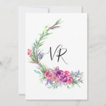 Aquarela Roxo Floral Save the Date Casamento