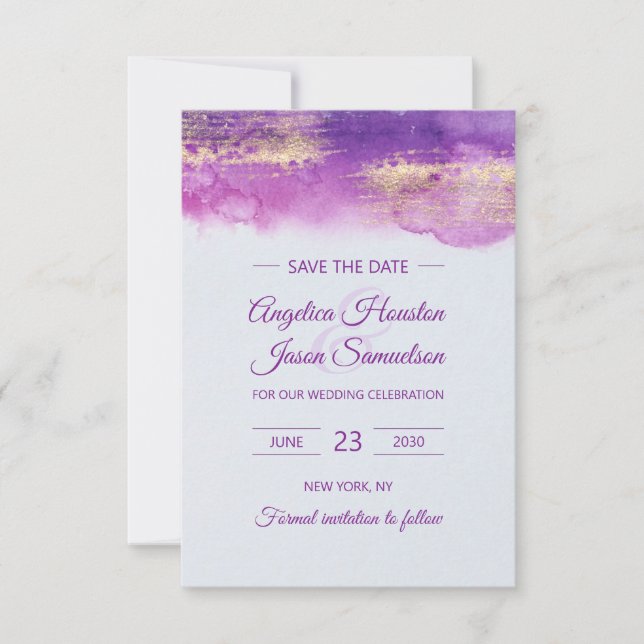 Reserve A Data Aquarela Violeta Lilás Lavanda SALVE A DATA (Frente)