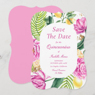 Reserve A Data Aquarelas - Peônias cor-de-rosa - Floral Tulipas Q