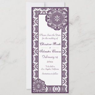 Reserve A Data Arábico Roxo Lace, 4x9.25 salvar a data