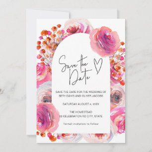Reserve A Data Arca Floral Cor de Água Rosa Brilhante Salvar a Da