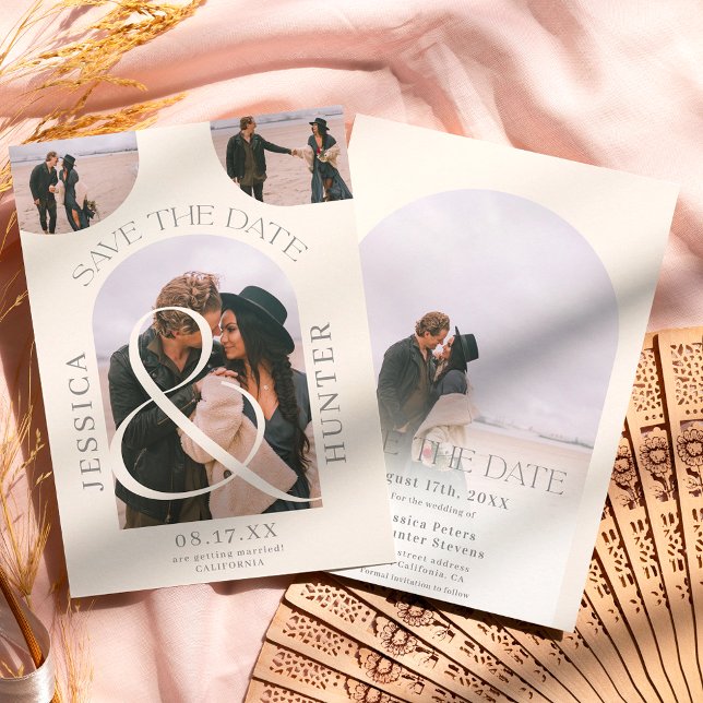 Reserve A Data Arca moderna do ventre 4 fotos marfim de casamento (Criador carregado)