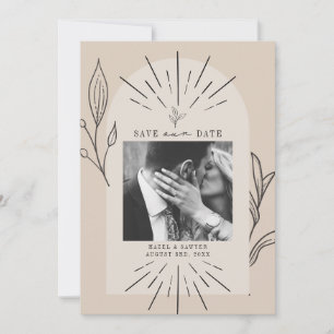 Reserve A Data Arch de Linha Script Desert Tan Fotografia Salva O