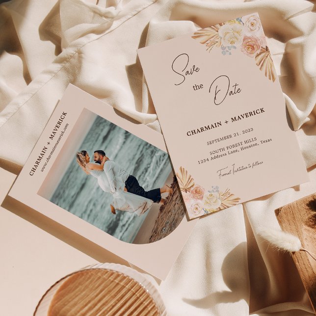 Reserve A Data Arco Boho Pampas Grama Seca  (Criador carregado)