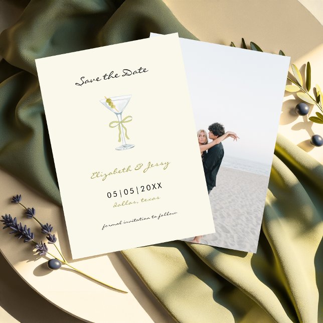 Reserve A Data Arco Coquette Martini Manuscrito Guarde a Data (Criador carregado)