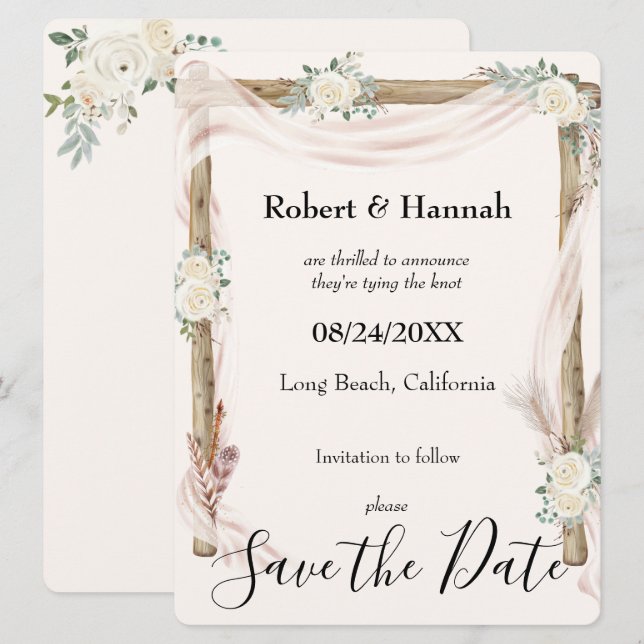 Reserve A Data Arco de Casamento e Rosas Creme Dourado Salve a Da (Frente/Verso)