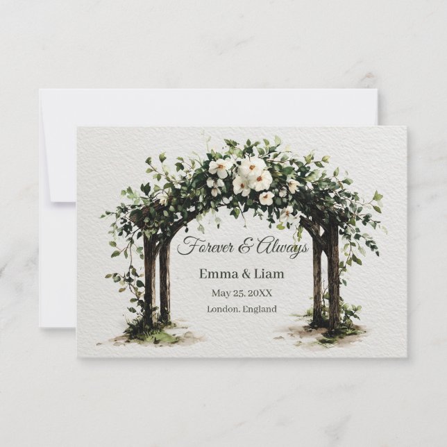Reserve A Data Arco de Casamento em Aquarela Elegante com Flores  (Frente)