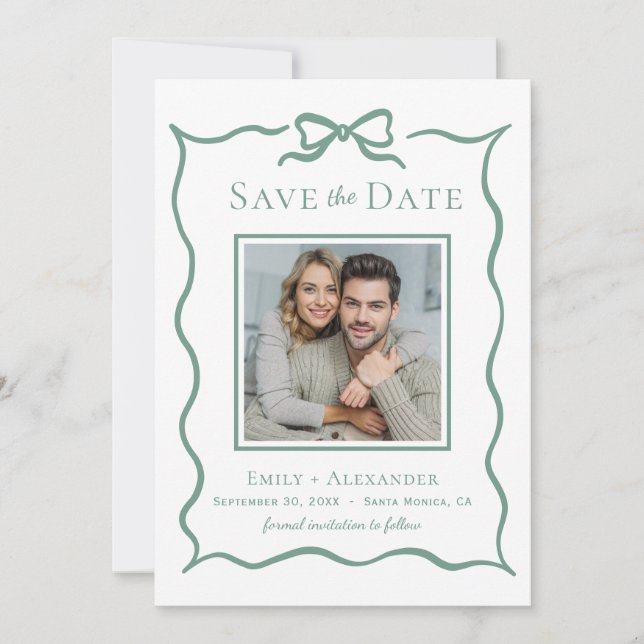 Reserve A Data Arco de casamento verde sage caprichoso desenhado  (Frente)